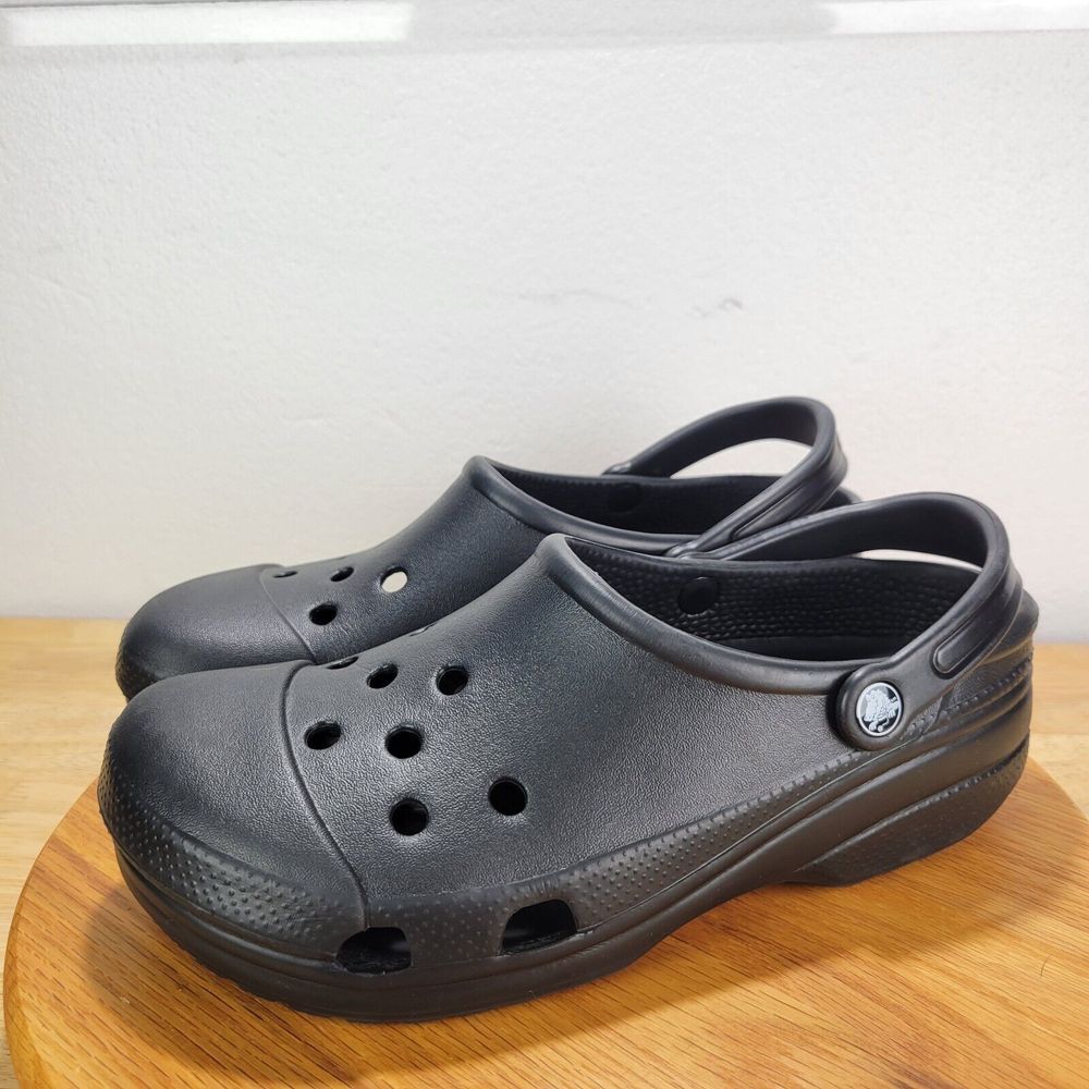 XL Crocs Black Capped Toe Slip On Clog Shoes Men 10-11 Women 12-14